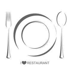 Restaurant 1 plate fork spoon