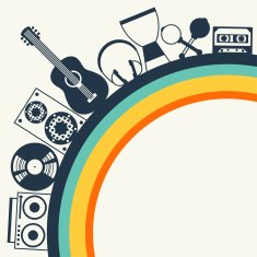 Background with musical instruments in flat design style N5
