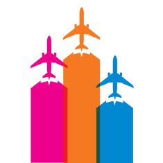 colorful airplane icons
