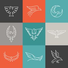 Vector eagle and falcon linear logos N2