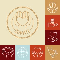Vector charity line logos and signs