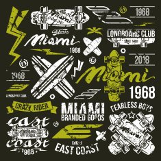 Surfing emblem and design elements