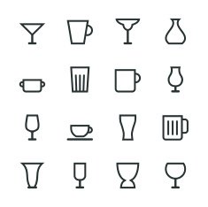 Glass and Cup Silhouette Icons N2