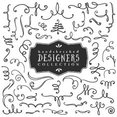 Decorative ink curls and swirls Designers collection N2