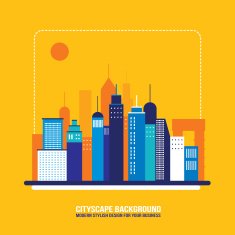 Cityscape background City building silhouettes Flat design N8