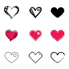 heart symbol icons set N2