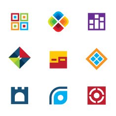 Colorful startup innovation idea icon set business abstract logo vector