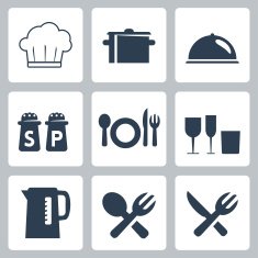Vector isolated tableware icons set