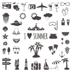 Set of flat summer icons N2