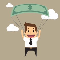 man uses a dollar for parachute N2