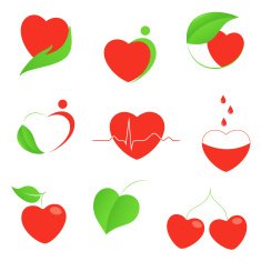 Health and eco heart icons