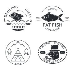 Fishing emblems labels vector illustration
