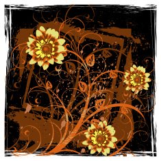 grunge frame and flowers decoration N2