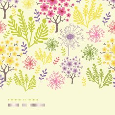 Blossoming trees horizontal border seamless pattern background