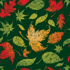 Vector grunge Seamless Background with colorful Autumn Leaves Thanksgiving