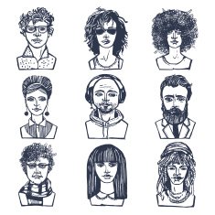 Sketch people portraits set N2