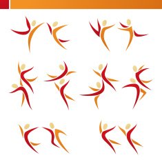 Abstract human couple in action Icons set