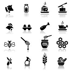 Icons set Dairy and natural products