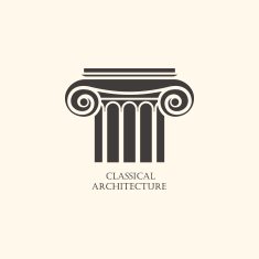 Classical column architecture element Logo concept for construction company