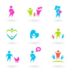 Family mother and maternity icons - isolated on white N2