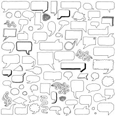 Assorted hand drawn doodle speech bubbles vector set N2
