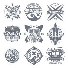 Surfing emblem in retro style N3