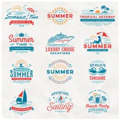 Summer Vacation Surfing Sailing Beach Signs and Badges N2