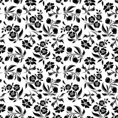 Seamless black floral pattern on white Vector illustration N2