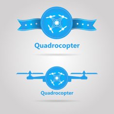 Two blue vector signs of quadrocopter top view