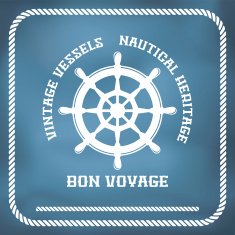 Sailing badge with ship wheel