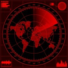 Radar screen with world map N3
