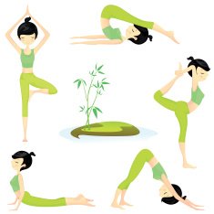 Cute girl presenting yoga poses