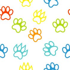 colored pattern with paw prints dog cat