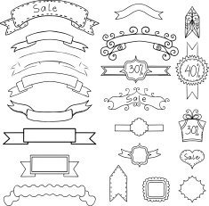 Set of black silhouette isolated banners and frames sale N2