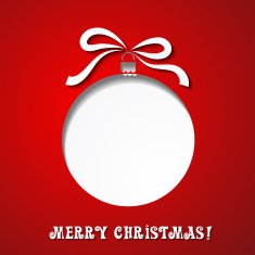 Christmas paper card with balls and ribbon N2