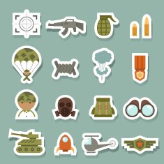 Military and war icons sticker