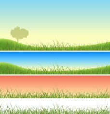Spring Green Grass Landscape Set