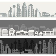 Cityscape seamless horizontal banners with buildings