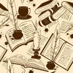 Seamless pattern of writting attributes and books N2
