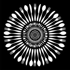 Black and white cutlery restaurant background