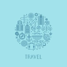 Vector travel logos and icons in outline style N2