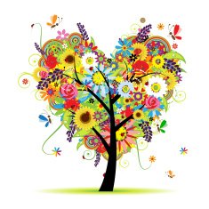 Floral tree heart shape for your design