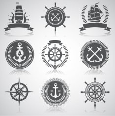Set of nautical emblems labels and esignaed elements â5
