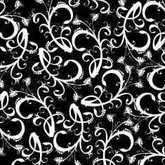 white flower ornament on black background (wallpaper) N2