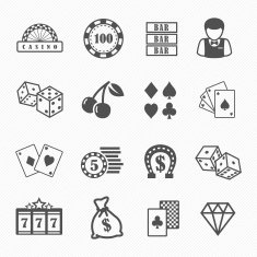 Casino and gambling vector icons set