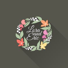 Floral wreath Flat design with long shadow