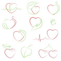 Health and eco hearts icons