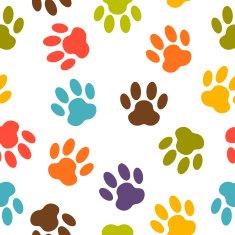 Colorful dog paw print vector pattern N2