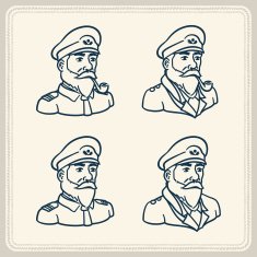 Illustrated bearded boat captain icons