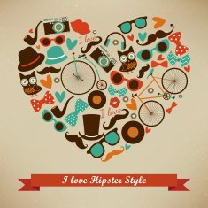 I Love Hipster Style Icon Set N2